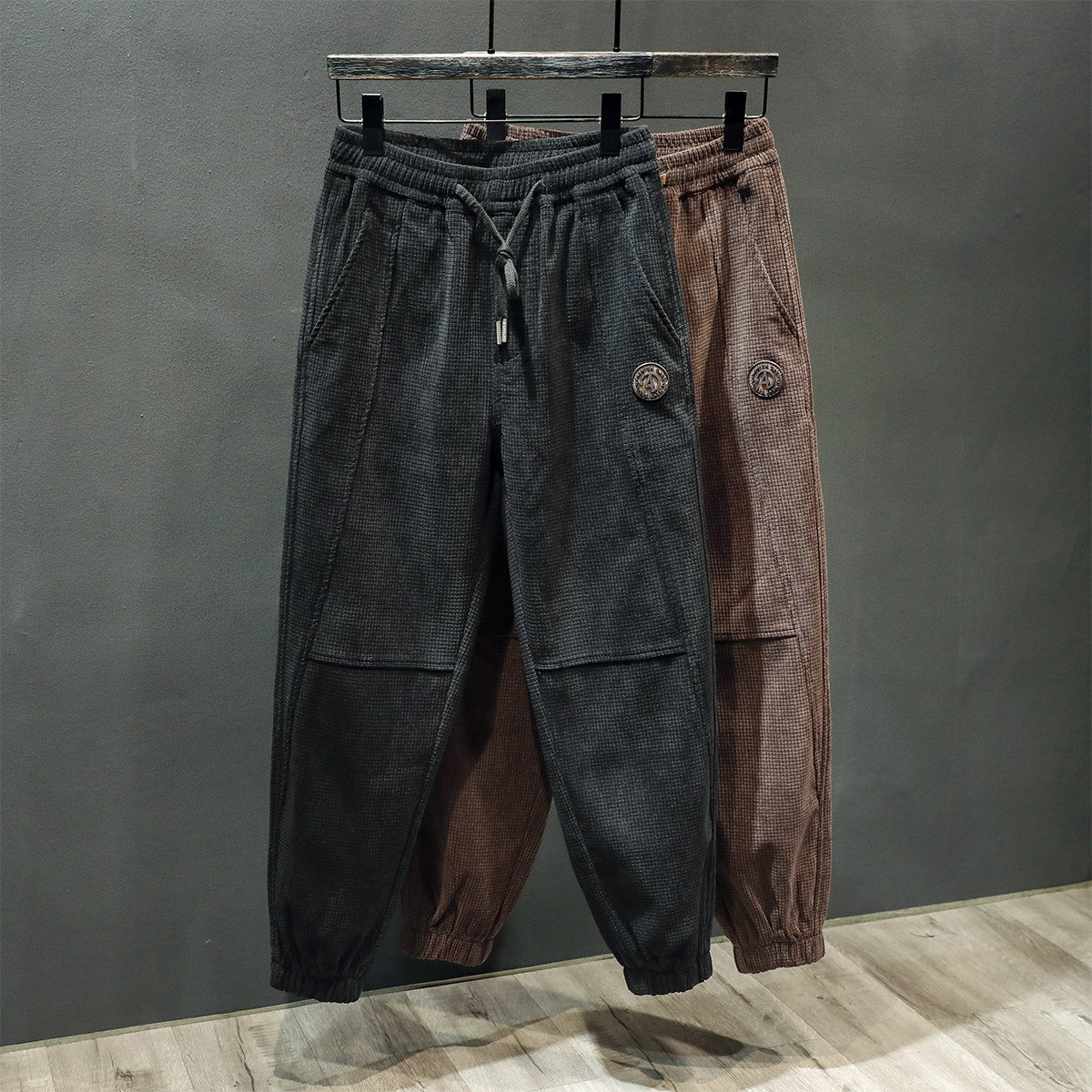 Casual pants heavy stitching drawstring ankle sports pants