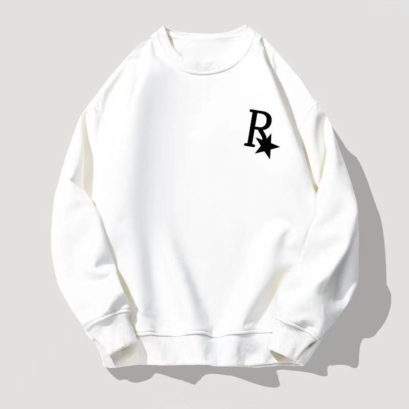 350g unisex pure cotton letter print round neck sweatshirt