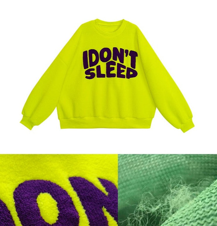 Colorful Embroidered Letters Sports Warm Sweater