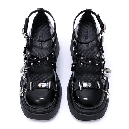 Punk black shoes two-dimensional boot