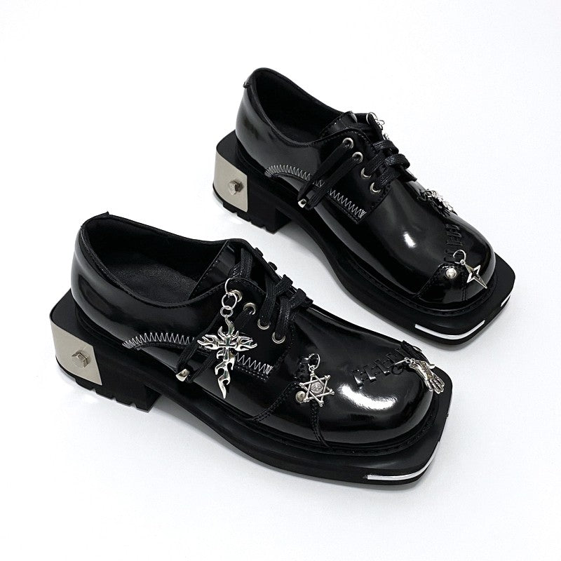 Oxfords Patent Leather round toe punk derby shoes