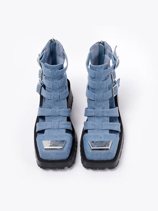 High top jeans gladiatore sandals for women
