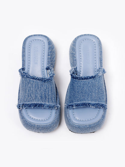 Jeans slippers for women fashionable heels