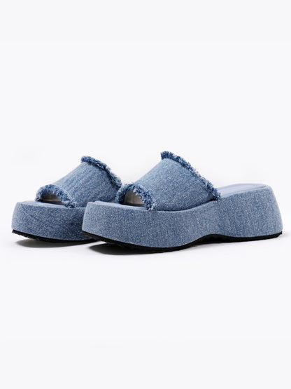 Jeans slippers for women fashionable heels