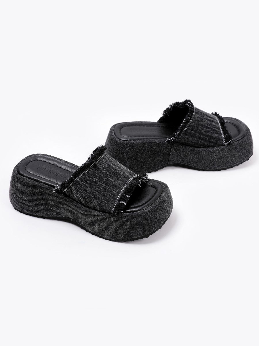 Denim thick-soled slippers for women summer edge flip-flops