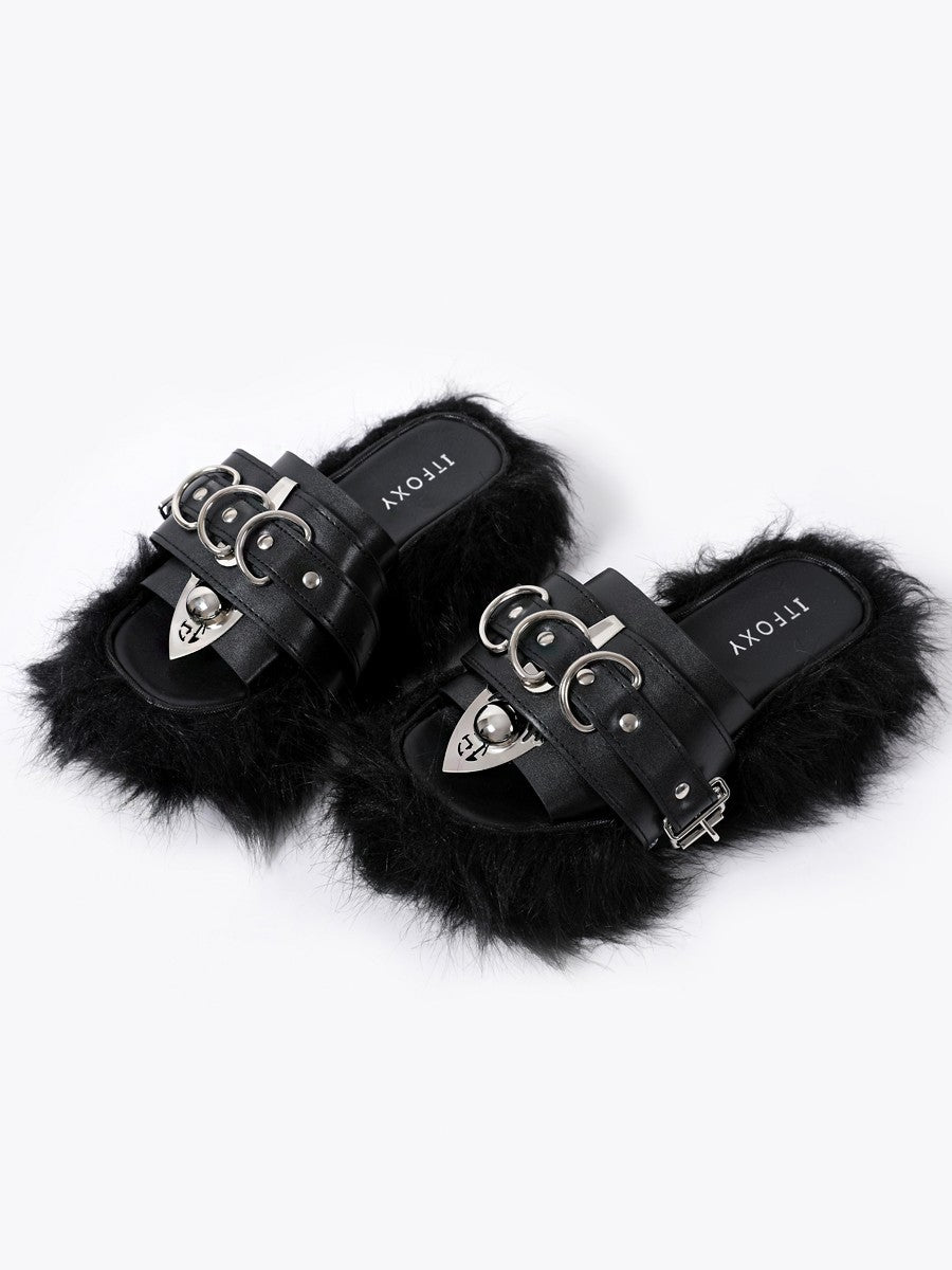 Subculture dark metal punk furry slippers