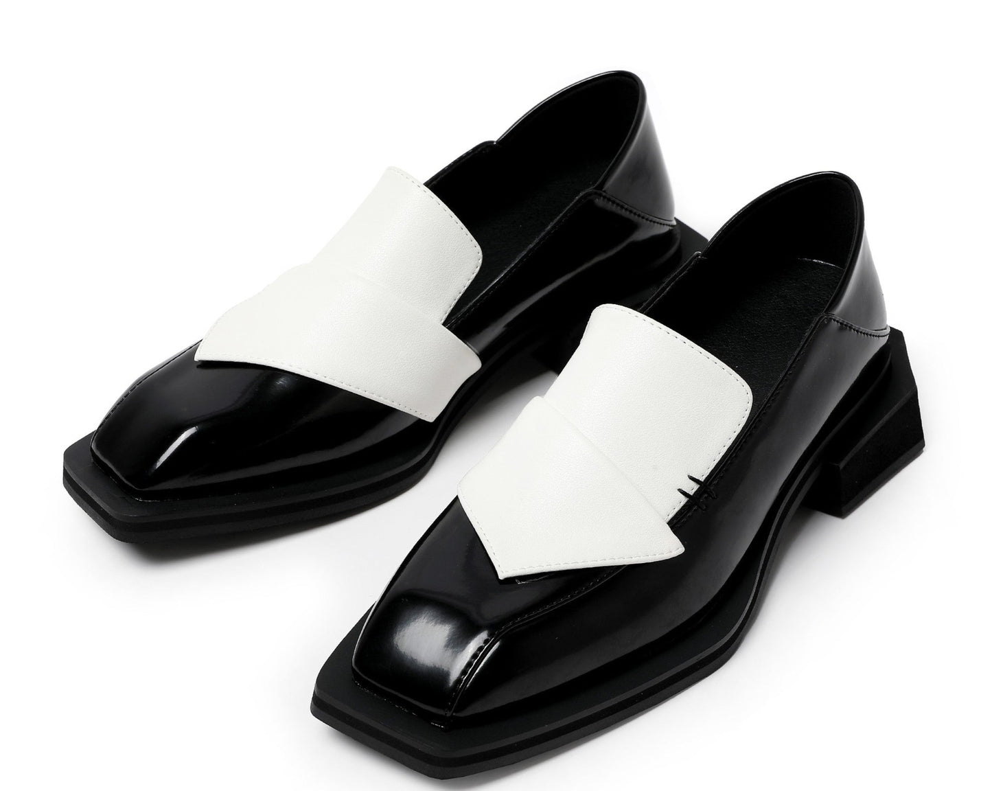 Genuine leather loafers for women with heels