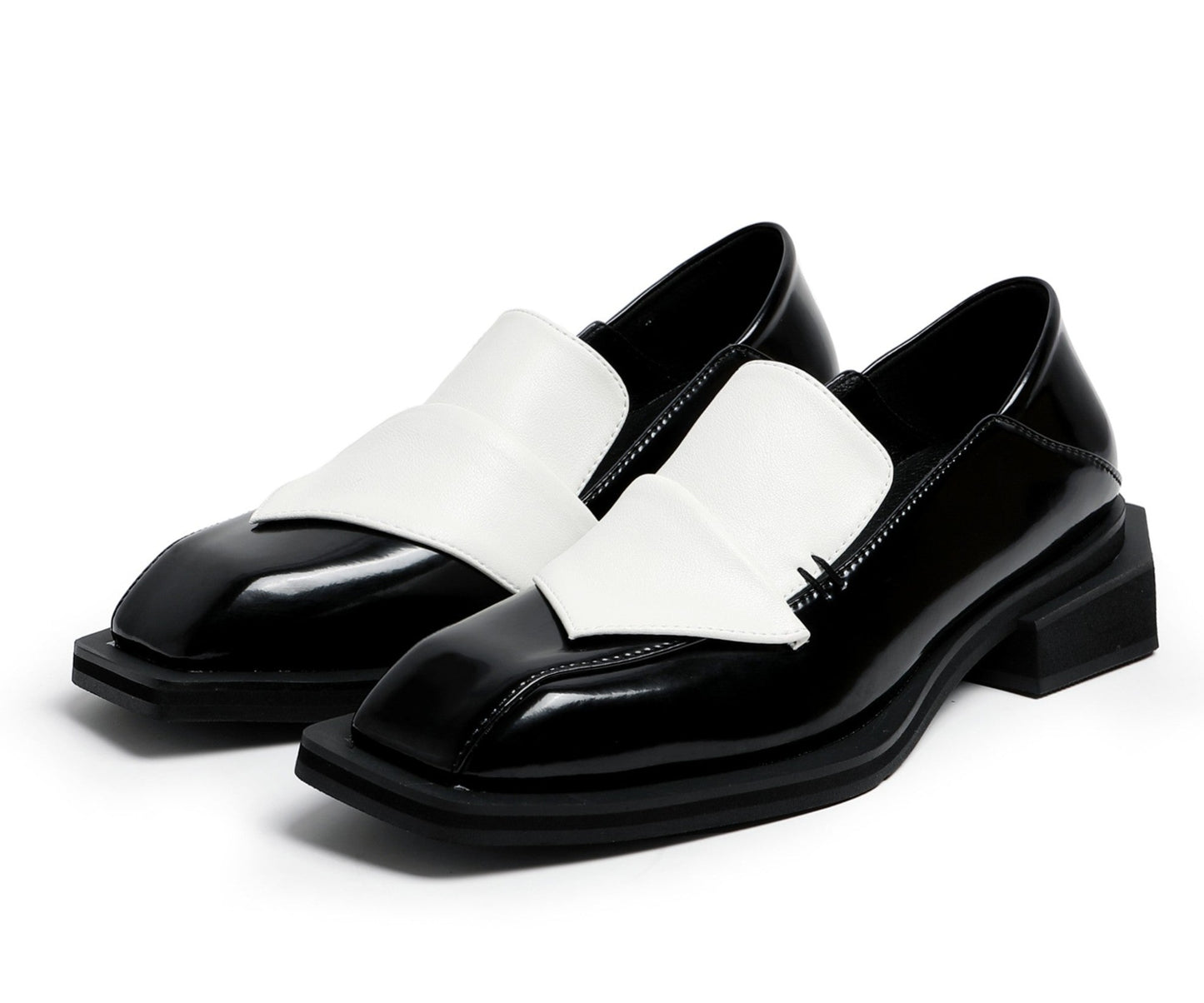 Genuine leather loafers for women with heels