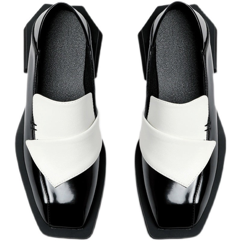 Genuine leather loafers for women with heels