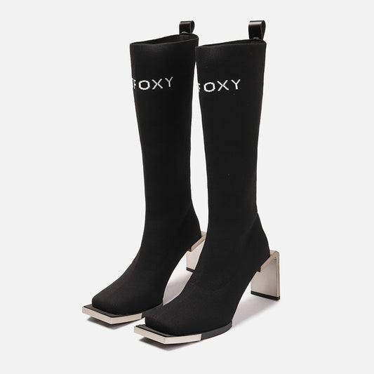 Slender high-heeled elastic sock boots for women