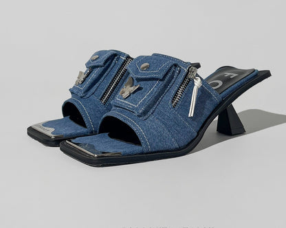 Backpack jeans heels flip flop