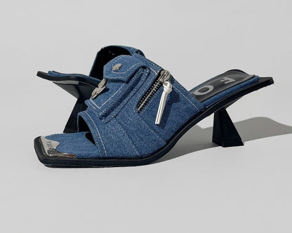 Backpack jeans heels flip flop