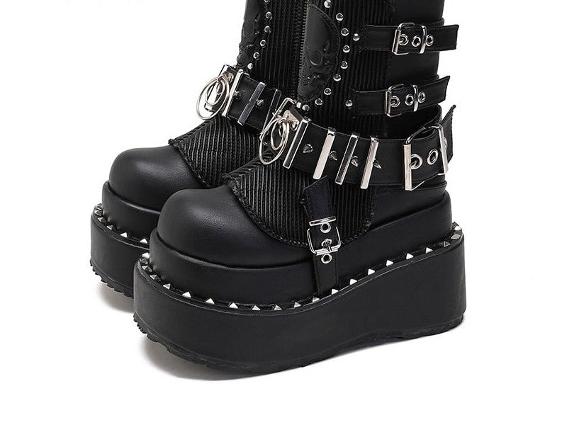 Gothic punk big-toe boots for women