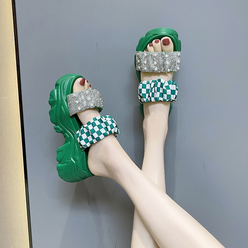 Green slippers for women fairy sandals