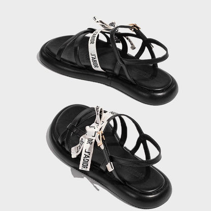 Cross strap sandals for women letter strap flat shoes