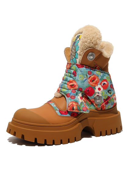 Flower Boots Increase 7cm Versatile Fashion Boots