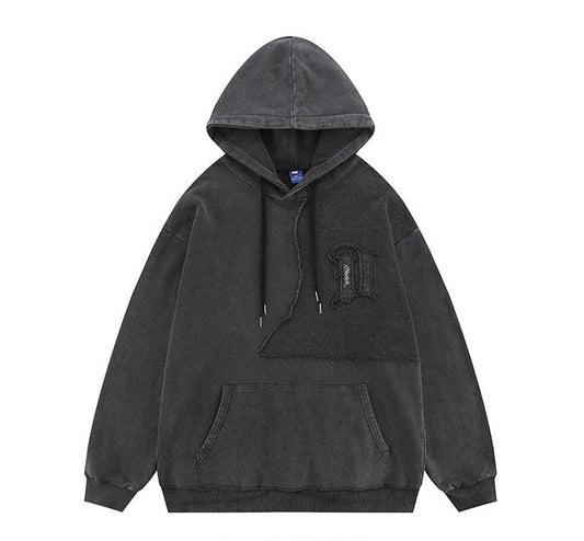 patch embroidered hooded sweatshirt