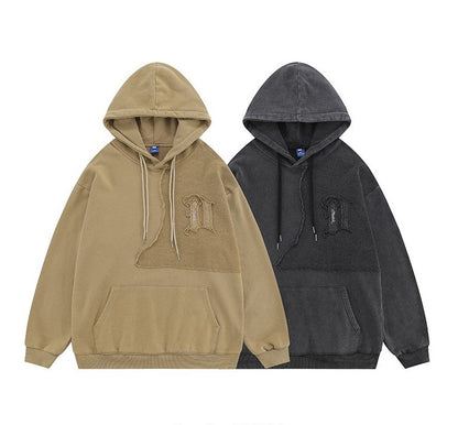 patch embroidered hooded sweatshirt