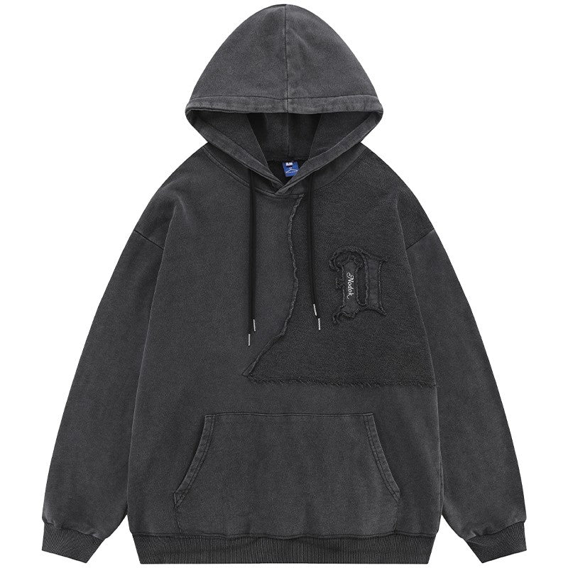 patch embroidered hooded sweatshirt