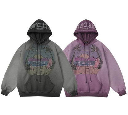 Distressed print hoodie