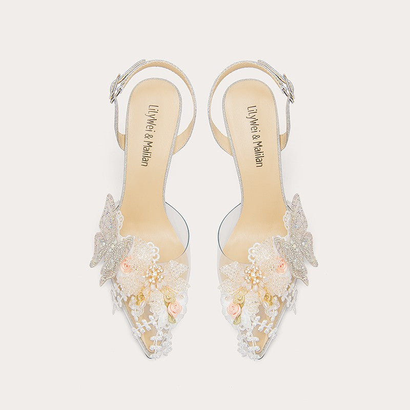 Transparent high-heeled shoe