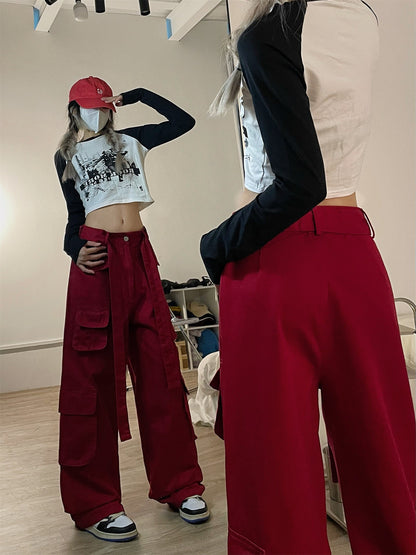 label spicy girl style workwear pants