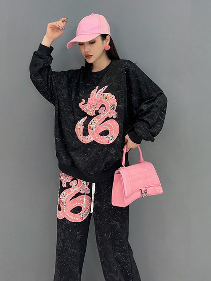 Dragon loose fit set women sweatshirt