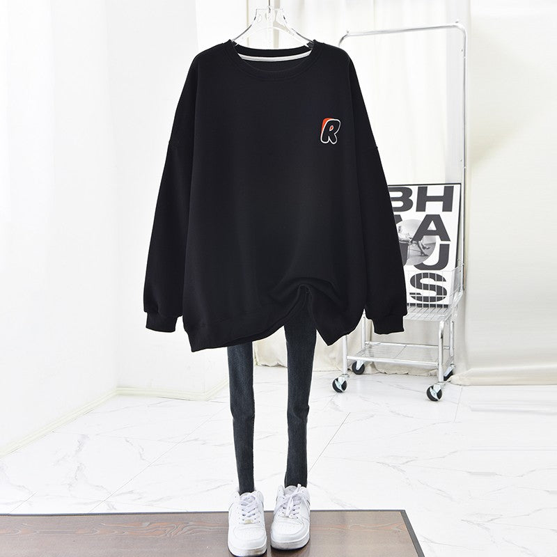 embroidered casual cotton women's sweatshirt long-sleeved