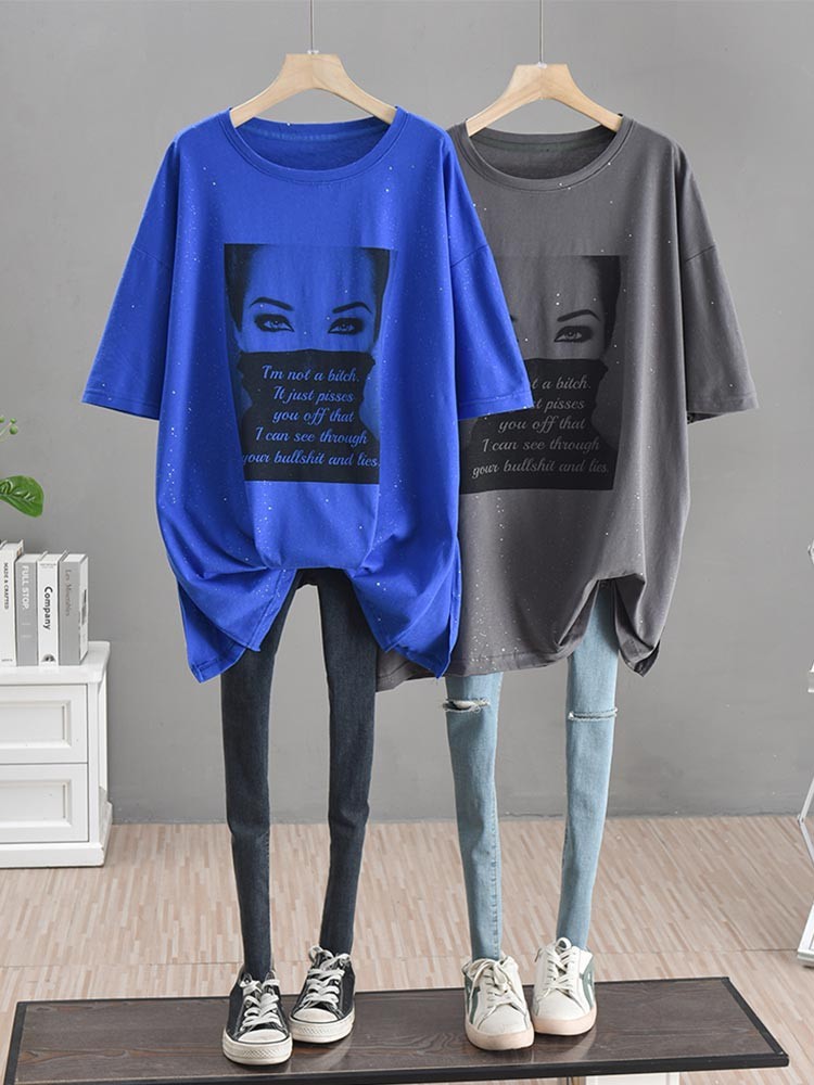 Unique T-shirt Large Lazy Short Sleeves