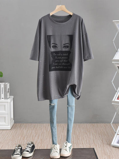 Unique T-shirt Large Lazy Short Sleeves