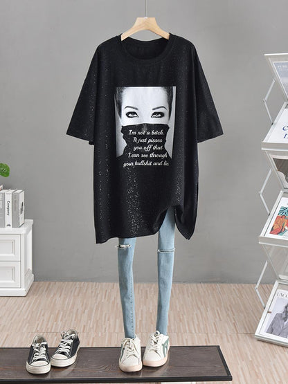 Unique T-shirt Large Lazy Short Sleeves