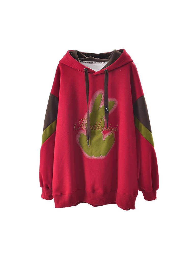 Embroidered Rabbit Hooded Fashion Sweater for Women