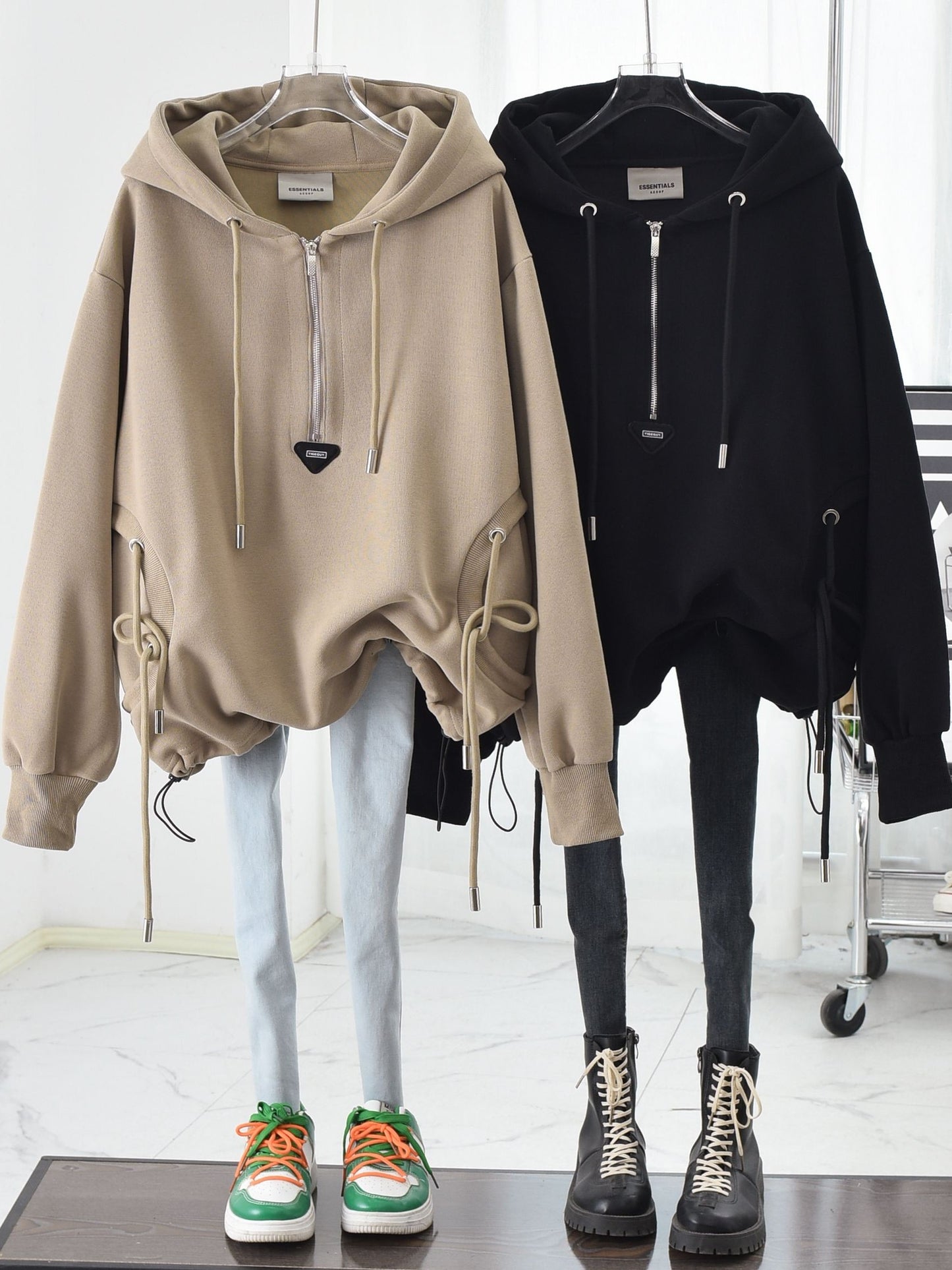 sweatshirt hooded half-zip women's