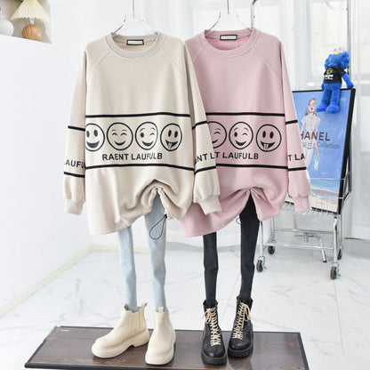 Thickened velvet mid-length neck sweatshirt