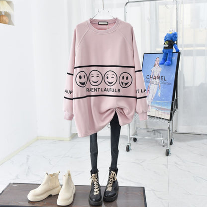 Thickened velvet mid-length neck sweatshirt