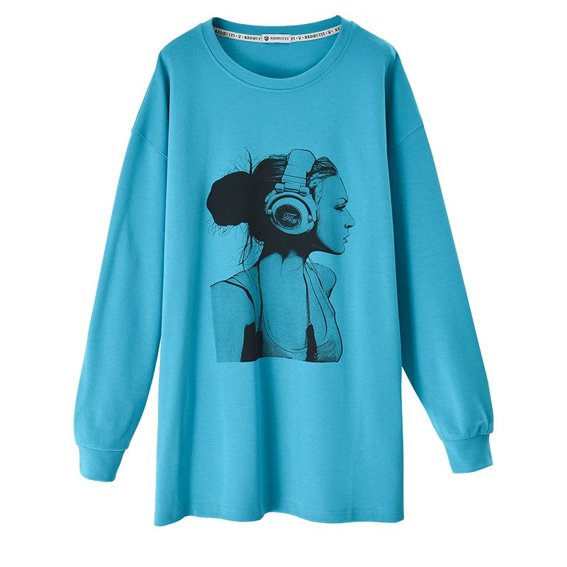 Women's sweatshirt long hip-covering oversize