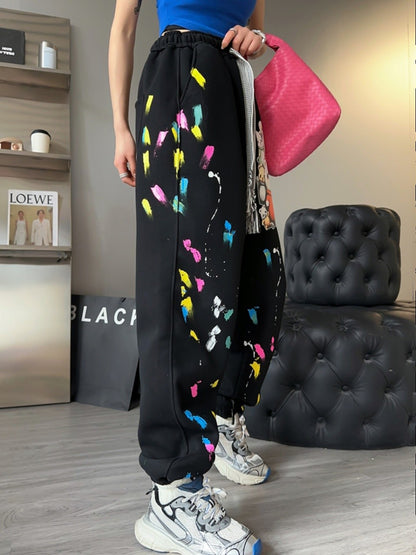 Cartoon printed drawstring leggings sweatpants for women