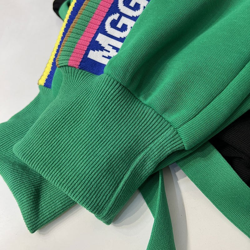 Versatile Color Striped Lettering Green Sweatpants