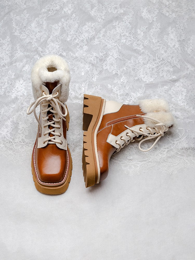 Lamb wool Martin boots for women warm snow boots