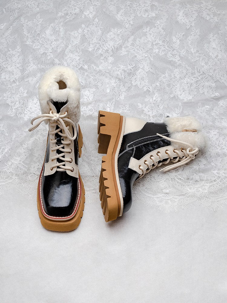 Lamb wool Martin boots for women warm snow boots