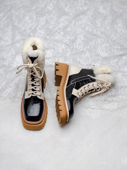 Lamb wool Martin boots for women warm snow boots