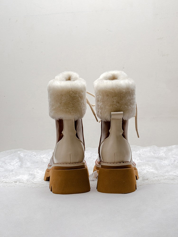 Lamb wool Martin boots for women warm snow boots