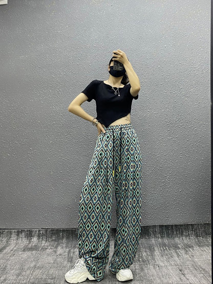 Women high-waisted wide-leg pants