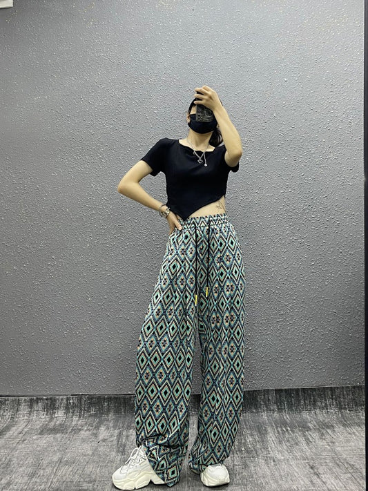 Women high-waisted wide-leg pants