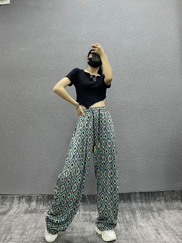 Women high-waisted wide-leg pants