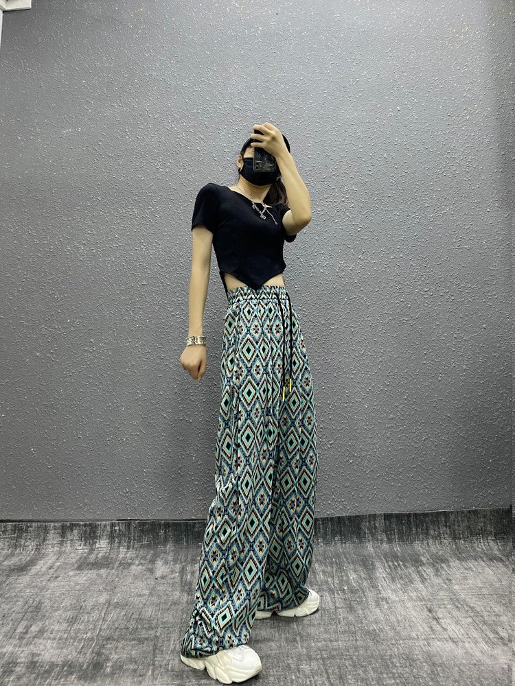 Women high-waisted wide-leg pants