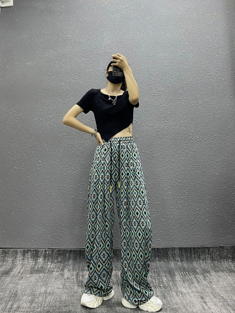 Women high-waisted wide-leg pants