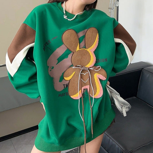 Loose fitting women's three-dimensional fun cartoon sweatshirts