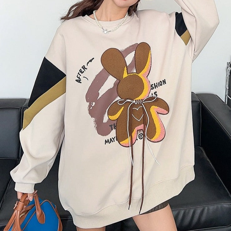 Loose fitting women's three-dimensional fun cartoon sweatshirts