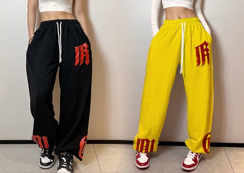 Gothic Letter Hip Hop Loose Jazz Women Feet Pants